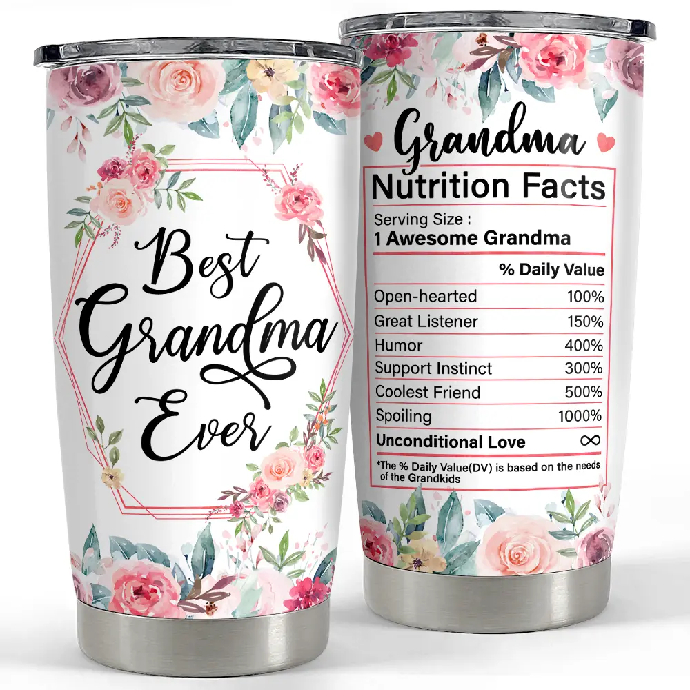 Best Grandma Ever 20oz Tumbler, Insulated Stainless Steel Vacuum Flask, Travel Coffee Thermal Cup, Gifts for Mother's Day Christmas