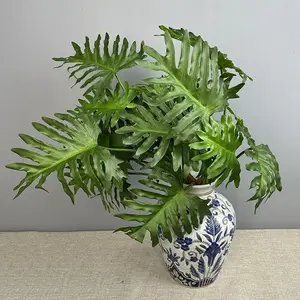 Realistic Greenery Bamboo Leaf Spring Plant Decorative Artificial Plants Handfeel Sea Yam Rain Leaves, Soft Home Decoration