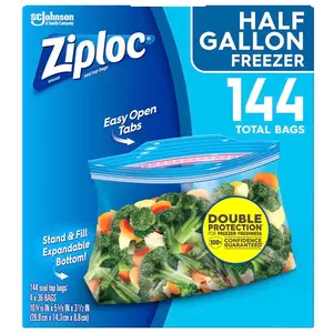 Ziploc 0.5-Gal. Freezer Bags, 144 pk