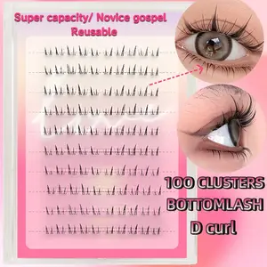 100pcs Small Flower Rabbit Eyelashes, 10 Rows/100 Pcs, Cartoon Devil Style Natural False Lashes, Realistic Design for Beginners & Daily Use