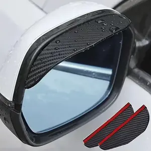 2pcs Carbon Fiber Car Side Mirror Rain Cover, Thickened PP Material, Waterproof Finish, Front Installation, Enhanced Protection, Car Accessories