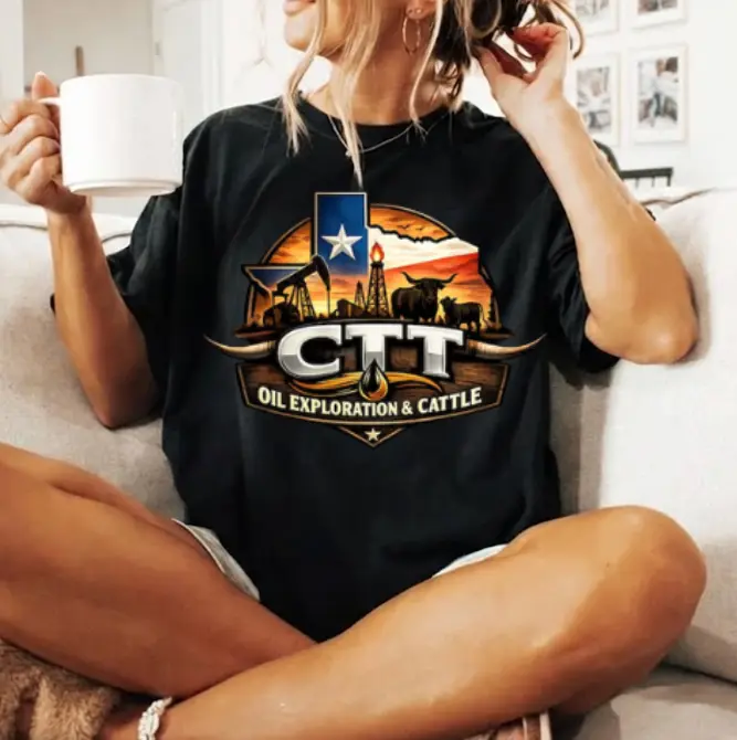 CTT Oil Exploration & Cattle Graphic T-Shirt Landman Tee, West Texas Exploration And Cattle Shirt, Full Sizes Full Colors