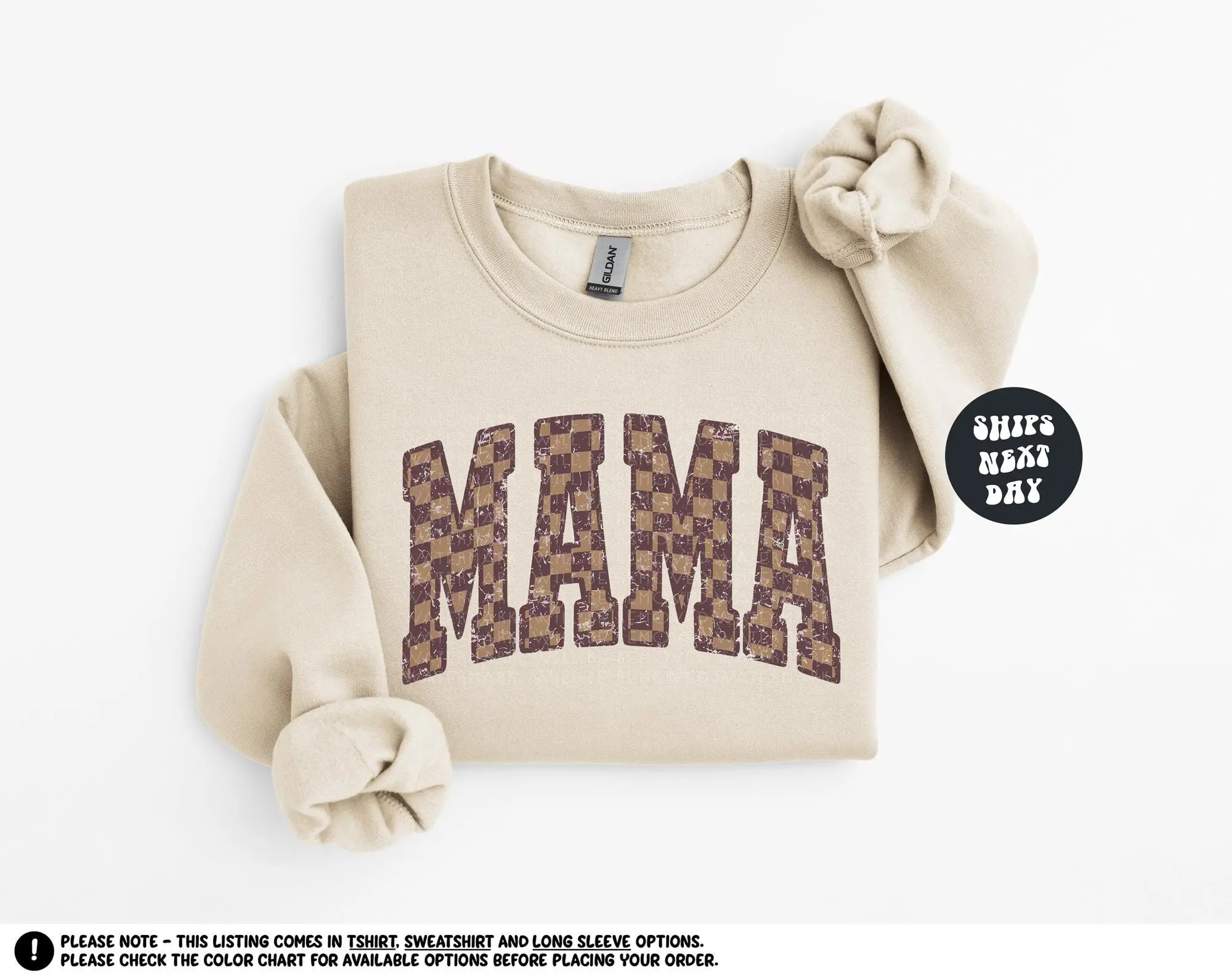 Checkered Retro Mama Sweatshirt Tan Checkered Mama Shirt Mother's Day Gift Mama Sweatshirt Checkered Shirt New Mom Sweatshirt Cool Mom Shirt