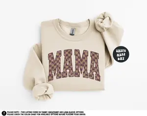Checkered Retro Mama Sweatshirt Tan Checkered Mama Shirt Mother's Day Gift Mama Sweatshirt Checkered Shirt New Mom Sweatshirt Cool Mom Shirt