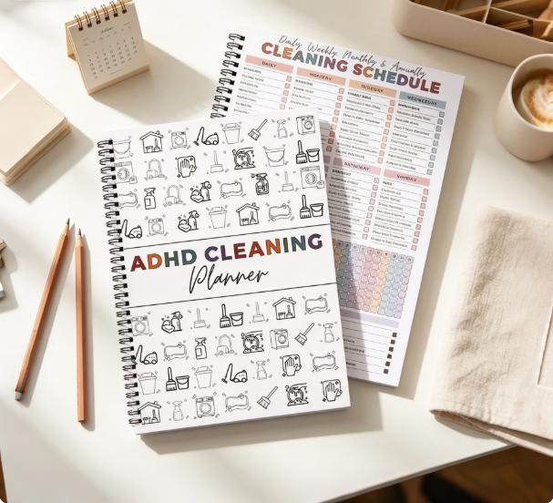 ADHD Cleaning Planner Spiral Bound Home Organization Journal Daily Routine Chore Tracker House Cleaning Checklist Notebook Gift