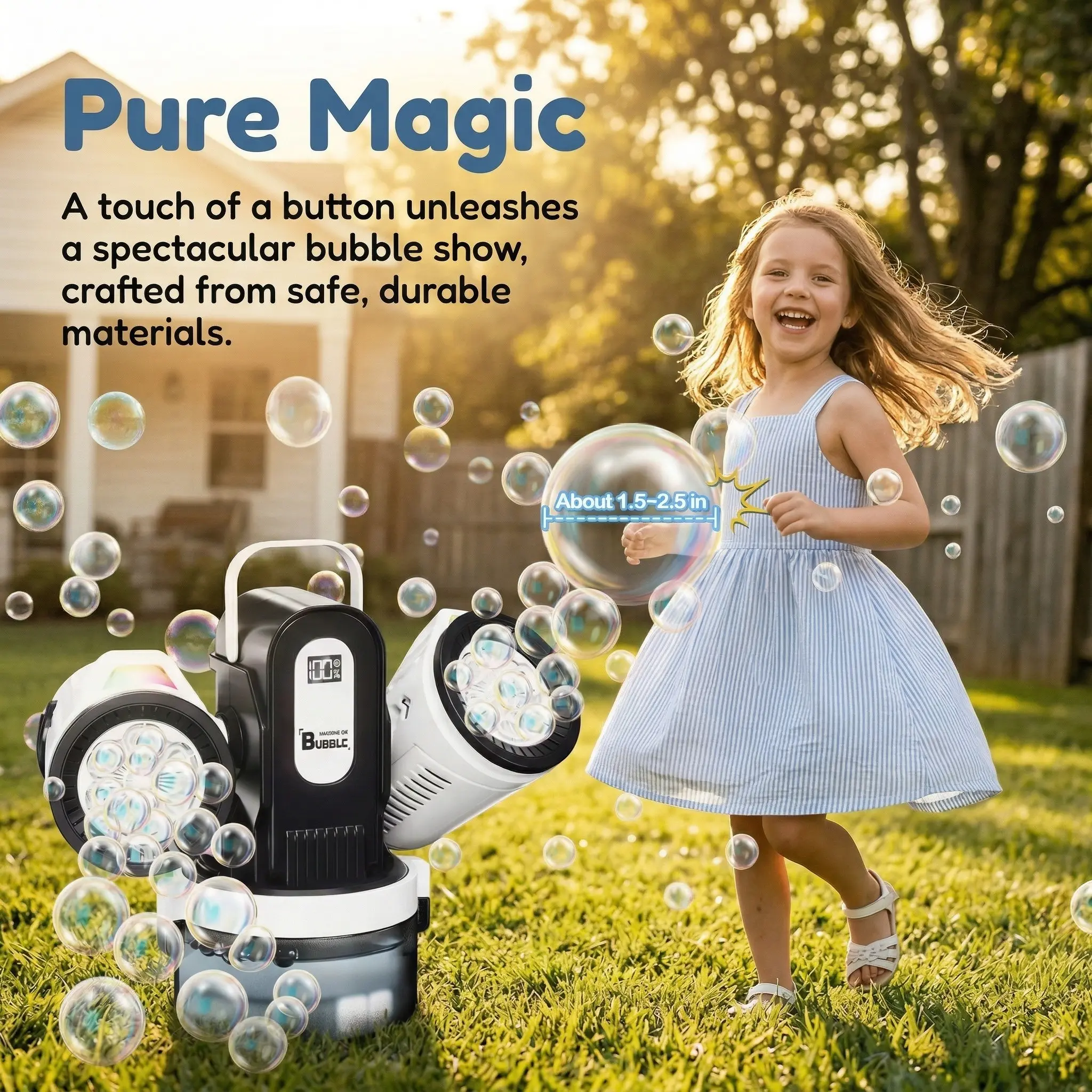 Double Head Remote Control Automatic Bubble Machine, RGB Colorful Lights, Rechargeable Long Lasting, Durable, 360° Auto Rotation, Perfect for Parties and Gifts, Automatic Bubble Maker