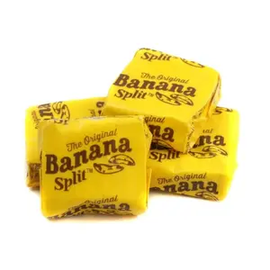 Original Banana Split Taffy Candy Chews - Delicious Banana Flavored Candy Bulk Bag in Yellow Packaging