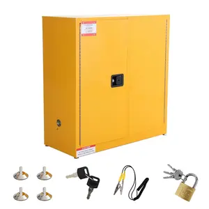 GARVEE 30 Gal Flammable Safety Cabinet, 43" x 18" x 44" Galvanized Steel Flammable Liquid Storage Cabinet with 2 Adjustable Shelves 2 Manual Doors for Industrial Use, Yellow