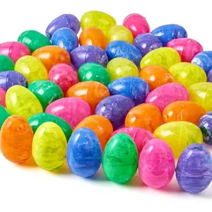 12 Pcs Plastic Iridescent Printed Bright Easter Eggs 3.15" Tall for Easter Hunt, Basket Stuffers Fillers, Classroom Prize Supplies, Filling Treats and Party Favor