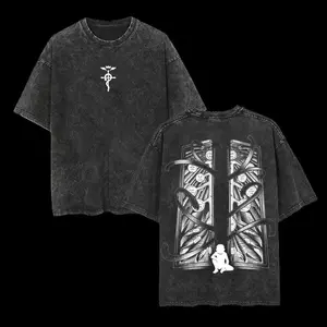 Retro Heavy Limited Gatekeeper - Fullmetal Alchemist Anime Double Printed Vintage Oversized Washed Tee Unisex Oversize Anime Manga Washed Heavyweight Cotton T-shirt, Gift For Anime Fan, Anime Lover