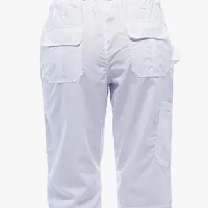 White drawstring scrub pants