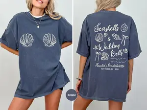 Comfort Colors Seashells and Wedding Bells Bachelorette Shirt, Beach Bach Cover Up, Coastal Bridal Party Tee, Key West Girls Trip Shirt, Bride Squad Outfit Gift
