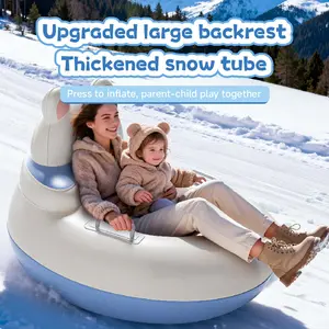 KVZKVZ  Inflatable Snow Tube with Premium Canvas Cover for Kids & Adults Heavy Duty Sled for Winter Outdoor Fun Extreme Cold Resistant Durable Snow Tube with Detachable Leash