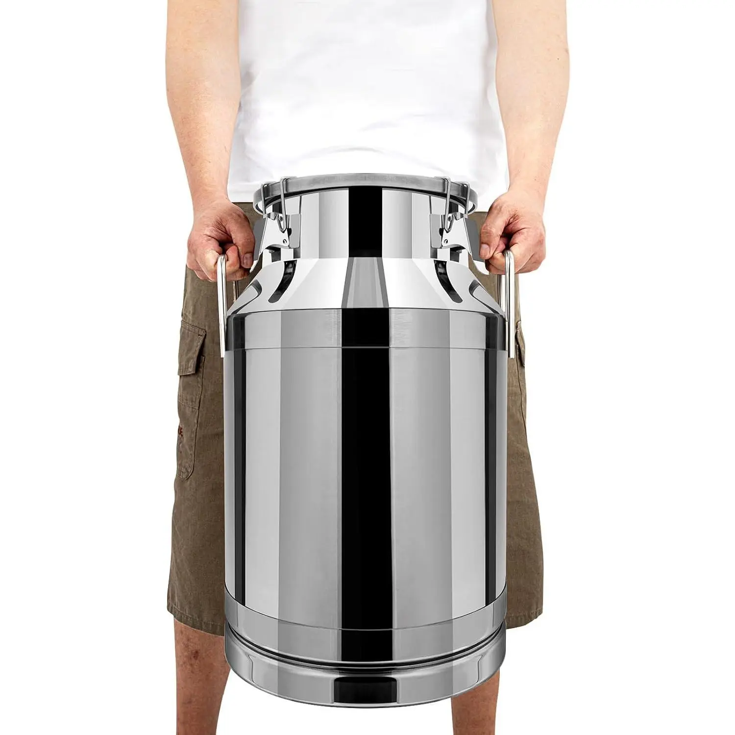 Stainless Steel Milk Bucket with Lid - Multi-Size 30L/40L/60L/10Gallon, 32*48cm/380mm, 5.32kg, 100°C/212°F High Temp Resistant, Sealed Leak-Proof Commercial Milk Storage Can for Kitchen Wine Water
