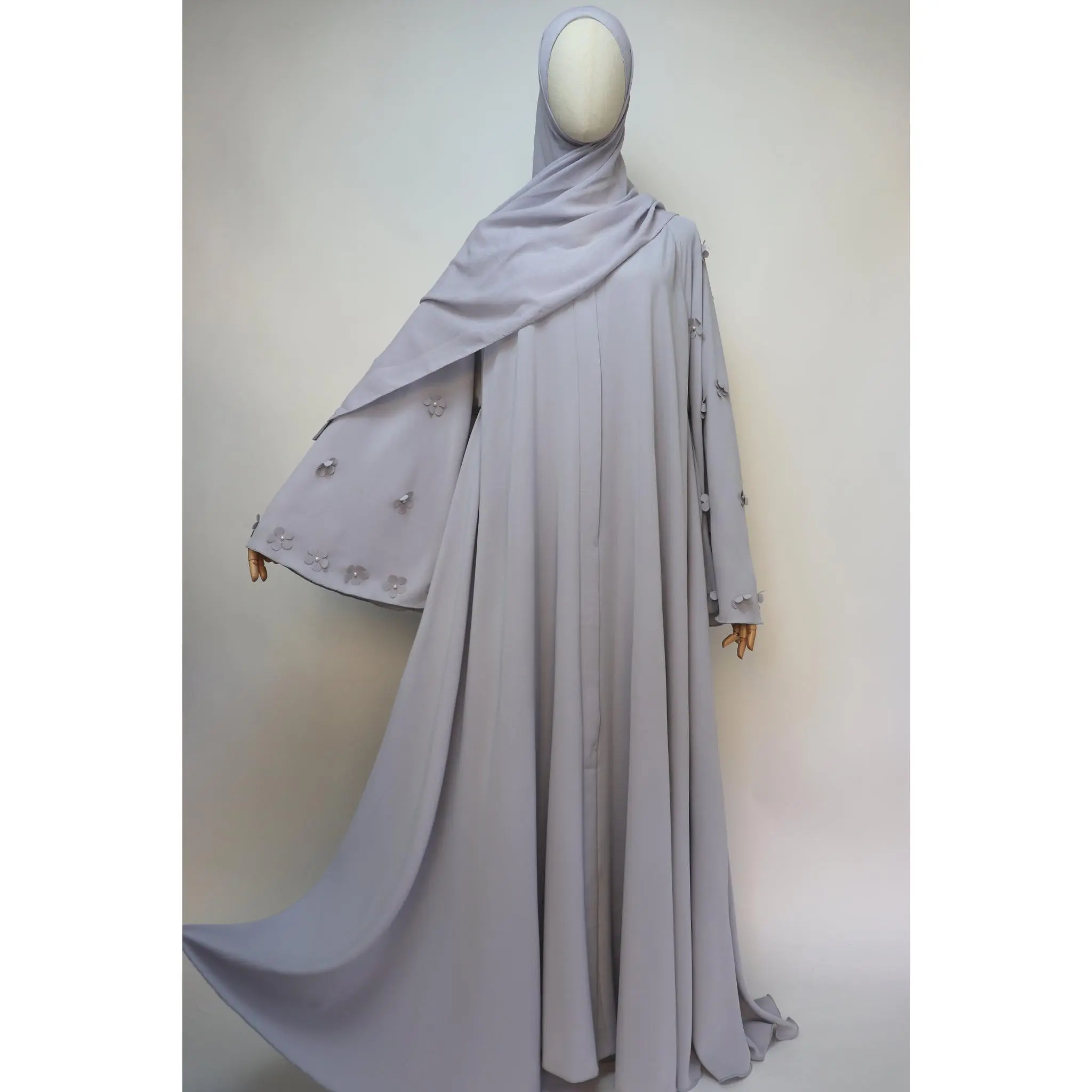 Open Flare Umbrella Daisy Abaya - Pale Gray