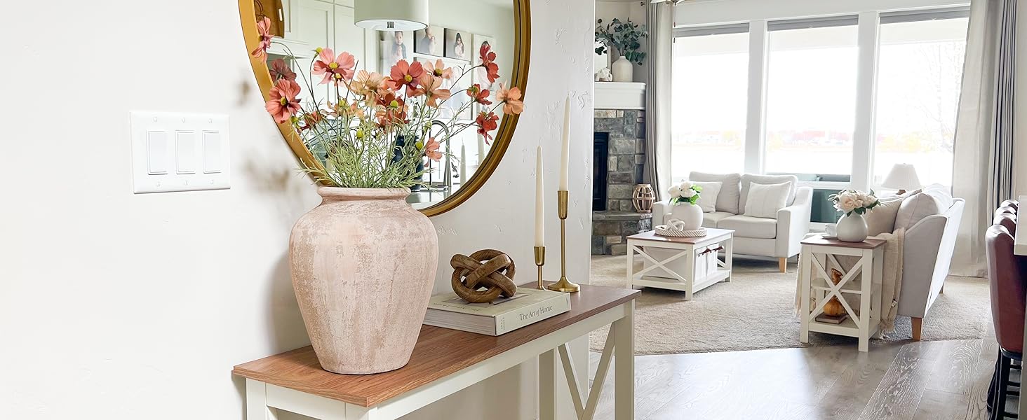 Phivilla Home White Entryway Table/End Table/Coffee Table, Farmhouse Console Table Narrow Sofa Table Hallway, Ivory Skinny Entry Table,Spring Glow Up