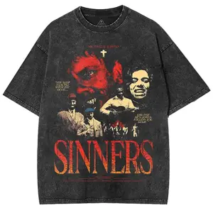 Sinners T-Shirt, Vintage Movie 2025 Unisex Horror Action Film Acid Washed Tee Cotton Graphic Tee ST-Shirt, Men Gifts Menswear Top, Oversize Shirt, Vintage Outfit, Gift for fan, Trending shirt RVT