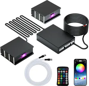 Split Starlight Headliner Kit - 400 count 0.02in 4.9ft Fiber Optic RGBW  Lights for  with 2 Light Heads 16W Engine Easy to ,Flexible Wiring,APP/Remote Control for  Roof Ceiling