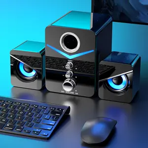 Dazone Computer Speakers with Colorful RGB Lights, Subwoofer, Volume Control, USB Powered Gaming Speakers