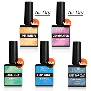 5 Pcs 15ml Base & Top Coat Gel Nail Polish Set- Base Coat No Wipe Top Coat Matt Top Coat And Natural Nail Prep Dehydrator And Primer Essential Function Gel Polish For Long Lasting Shine Nail Art Design