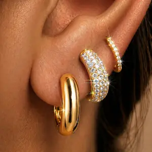 3 Pcs Gold Thick Hoop Earrings Set for Women, Earring Women, Chunky Huggie Earrings, Hypoallergenic Style Design, Multi Piercing Jewelry, Gift Box Jewelry, Mother’s Day Birthday Wedding Gift, Fast Shipping accessories
