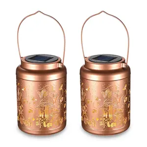 Yescom Solar Lanterns Hanging Light Metal Decorative Outdoor Patio Yard Decor 2 Pack