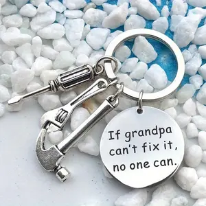 If Grandpa Can't Fix It, No One Can Keychain, Mechanic Grandpa or Dad Daddy Keyring Gift for Dad, Sewing Supplies