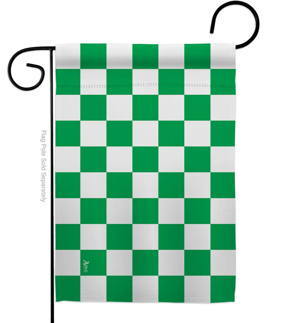 G142825-BO Green Checkerboard Outdoor Rectangular Flag, 13X18.5" in Double-Sided Horizontal Weatherproof Garden Decor for House Yard Banner Gift