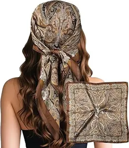 Head Hair Scarf for Women Like Satin Silk Scarf Bandana Hair Wrapping Night Large Square Scarves 27.5"