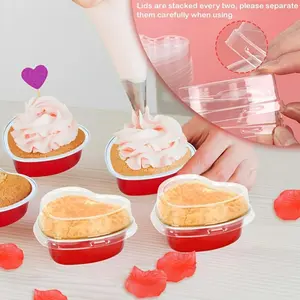 50-Piece Heart-Shaped Cupcake Molds with Lids, Durable Non-Stick Baking Tools for Valentine's Day Weddings, Eco-Friendly and Safe for Everyday Use