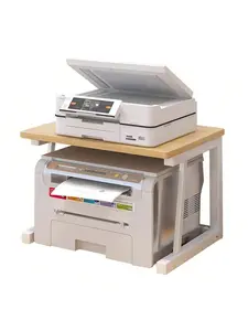 wood- Desktop Printer Stand, 2 Tier Wood Printer Shelf, Under Desk Small Table For Scanner, Copier, Small Space Storage Organizer For Home Office Kitchen