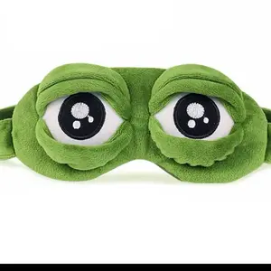 3D Sad Frog Pepe Sleep Mask Natural Sleeping Eyeshade Cover Shade Eye Patch for Women Men Soft Portable Blindfold Travel Eyepatch
