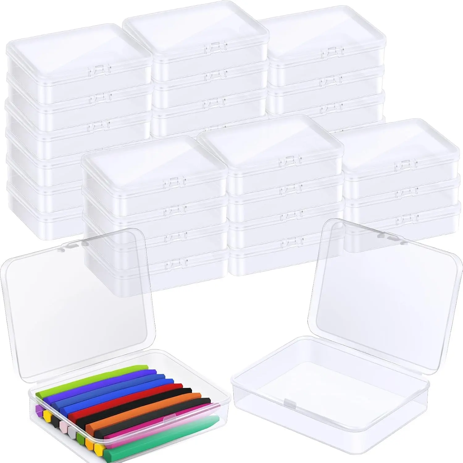 30 Pcs Plastic Crayon Box Holds 24 Crayon With Hinged Lid, Clear Crayon Organizer Holder Case Crayon Storage Containers for Art Crafts School Classroom Supplies (30)