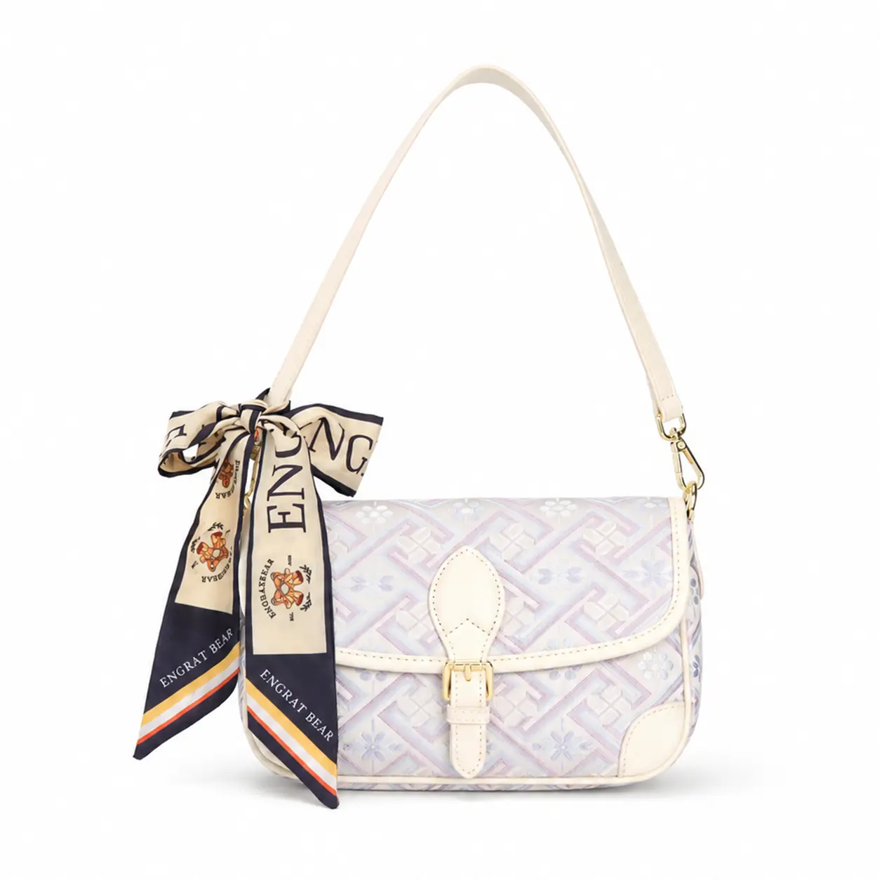 ORIWEAVE Handwoven Brocade Baguette Bag with Artisan Texture, for Work, Travel & Everyday Chic