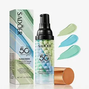 3 In 1Primer for Face Before Makeup,Sunscreen Isolation Cream, SPF 50, One Step Color Corrector Face Primer, Blurs Imperfections Oil Control & Moisturizing Skin Tone Correcting,Radiance Skin