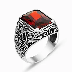 1 red stone fashion nugget ring for men, daily jewelry, going out, going to parties. as a gift for friends and relatives