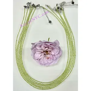 6 PCs 2mm Natural Peridot Necklaces