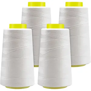 Serger Thread - 4 Cones x 3000 Yards (12,000 Yards Total) | 40S/2 Polyester All-Purpose Thread for Sergers, Overlock Machines, Quilting & Handcrafts (4 White)
