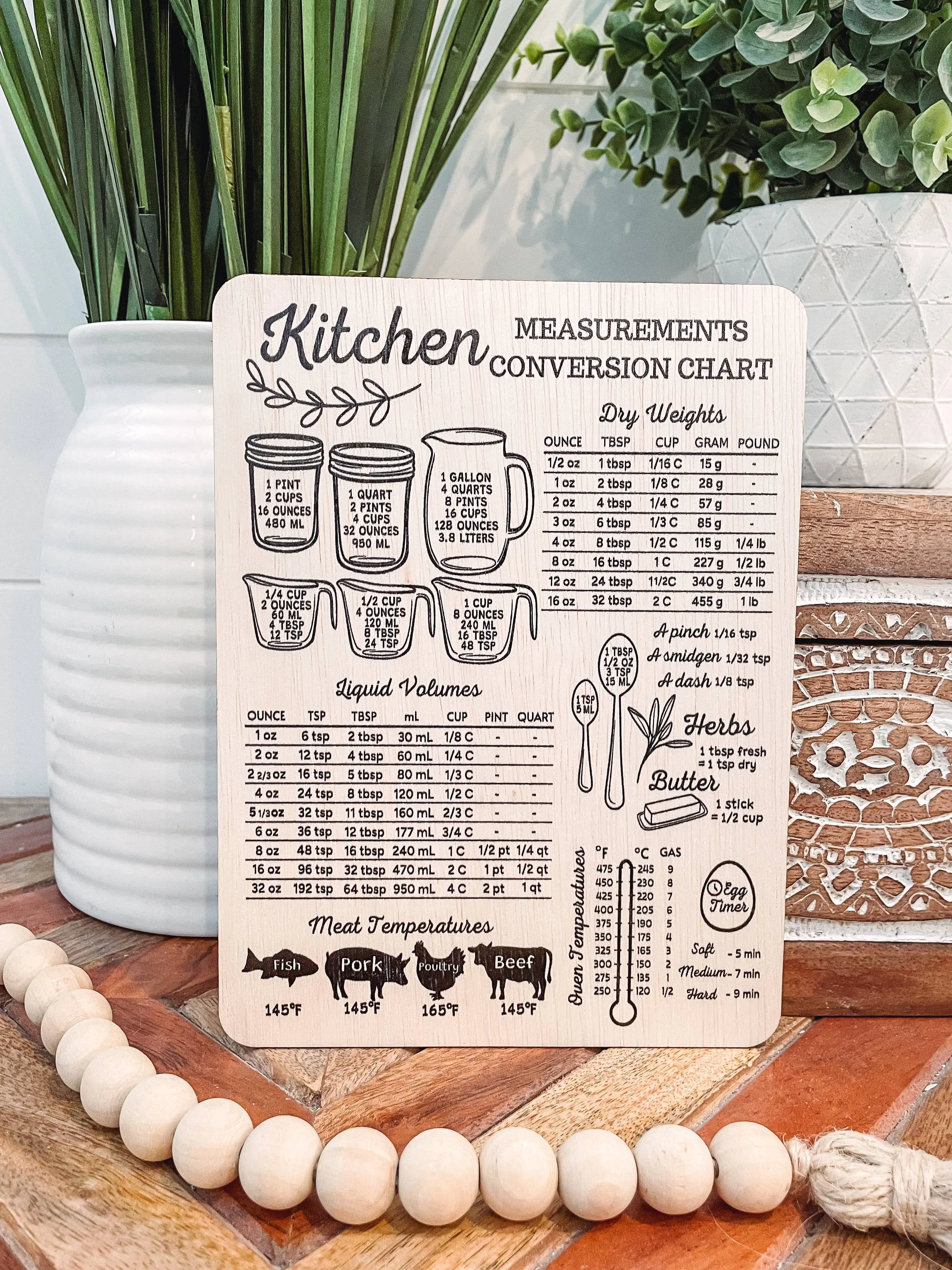 Kitchen Conversion Chart Fridge Magnet