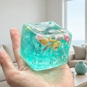 Cute Clear Jelly Squeeze Toy - Ocean Shell & Glitter Squishy for Desk Decor, Party Favors & Sensory Play