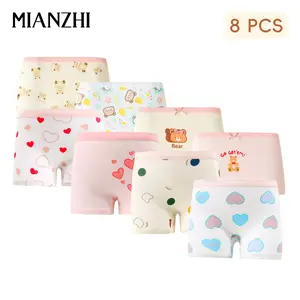 MIANZHI 8 Pack Girl's Cotton Underwear, Toddler Girl Tagless Panties Kids Breathable Comfort Panty Briefs Age 2T-10