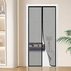 Classic Style Magnetic Mesh Door Curtain, Hands-Free Fiberglass Screen Door with Heading Tape, Pet-Friendly Insect & Bug Protection, Washable Partition for Bedroom & Garage - All-Season Summer Fashion Curtain