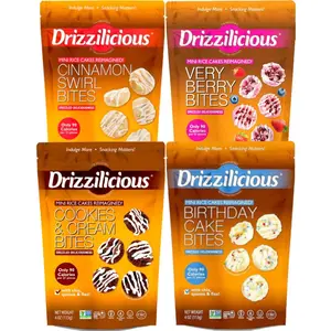 Drizzilicious Mini Rice Cake Bundle (4 Bags) – Cookies & Cream, Birthday Cake, Cinnamon Swirl & Very Berry – Healthy Sweet Treat