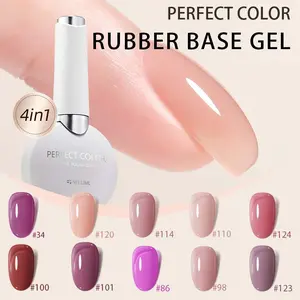 PERFECT COLOR Nude Gel Polish Rubber Base Gel Polish 12ml Purple Gel Nail Polish Extend Builder Hard Gel Soak Off Curing Requires Salon Home French Manicure Gel Nail Art