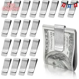 20Pack Stainless Steel Money Clip Silver Slim Cash Clip for Men