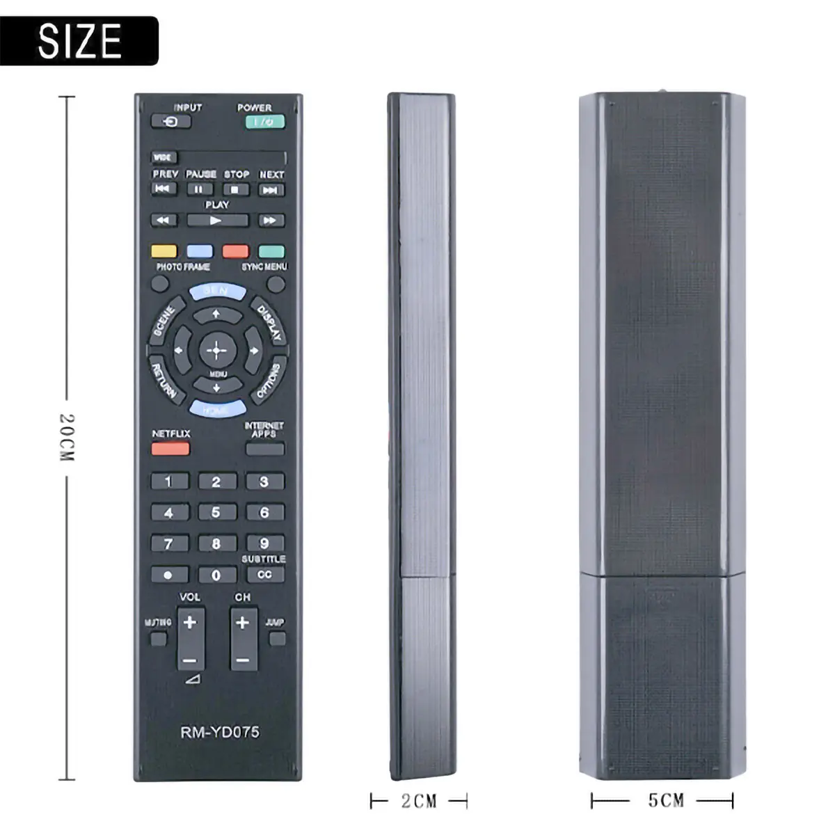 New Replace Remote RM-YD075 fit for Sony Bravia TV KDL60EX645 KDL55EX645