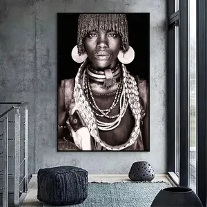 Modern Canvas - Black African Women Man Art Poster Canvas Painting Canvas Wall Art Wall Pictures Decor Room Colorful Gifts Ornaments Decoration