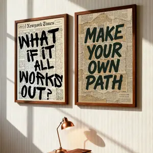 Dual Motivational Poster Set with Magnetic Frames, Inspirational English Quote Prints Canvas Art for Workstation Office, uplifting Wall Decor for Productivity, Perfect Office Gift Idea, Modern Home Decor