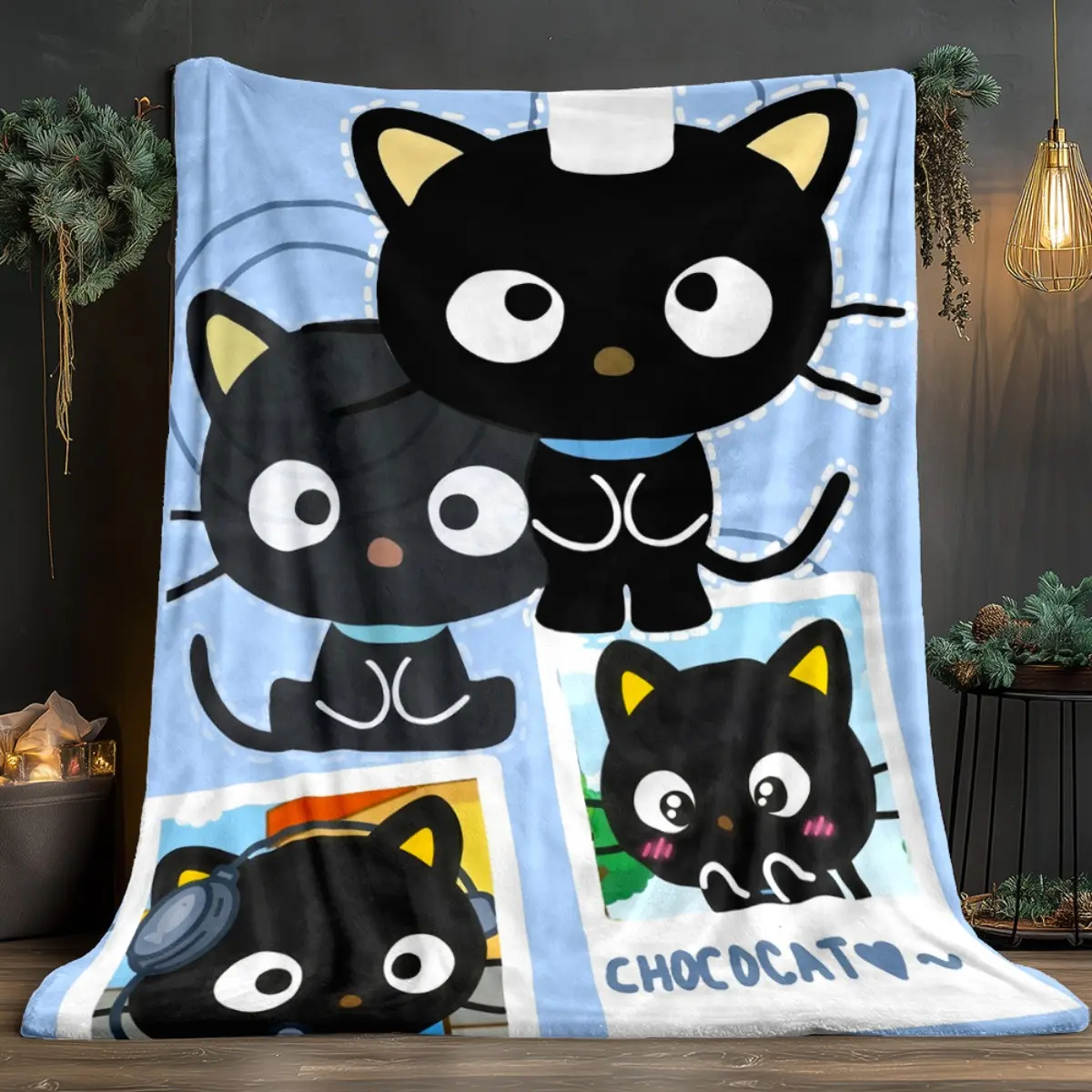 1 Sanrio Chocolate Cat Blanket Suitable For Sofas, Bedrooms, Travel & Gifts - Soft Flannel Bedspread With Chocolate Cat Anime Print, Cozy French Style Throw For Adults, Bedspread For Camping, Warm Bedspread For Seasons, French Decor