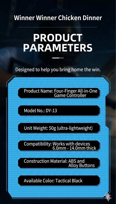 Mobile Gaming Triggers, 4-Finger Integrated Controller with Mechanical Tactile Clicking, Auto High-Sensitivity Capacitive Mapping Gaming Grip for iPhone & Android PUBG/Call of Duty/Valorant
